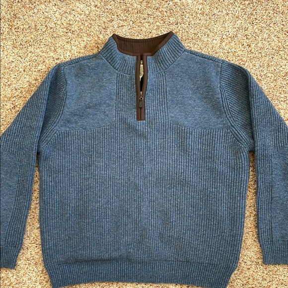 L.L. Bean Blue Zip Up Sweater with Ribbed Collar - Picture 3 of 7